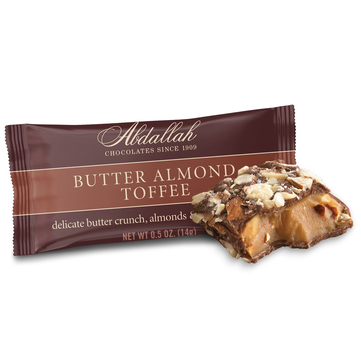 Butter Almond Toffee Dark Chocolate (20/tray, 8.5 oz) by Abdallah Candies