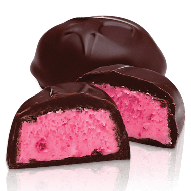 Raspberry Creams Dark Chocolate (14/tray, 7 oz) by Abdallah Candies